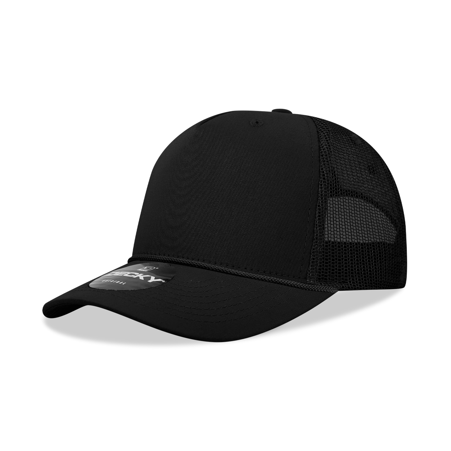 5 Panel Mid Profile Structured Cotton/Poly Blend Trucker w/Rope 6040