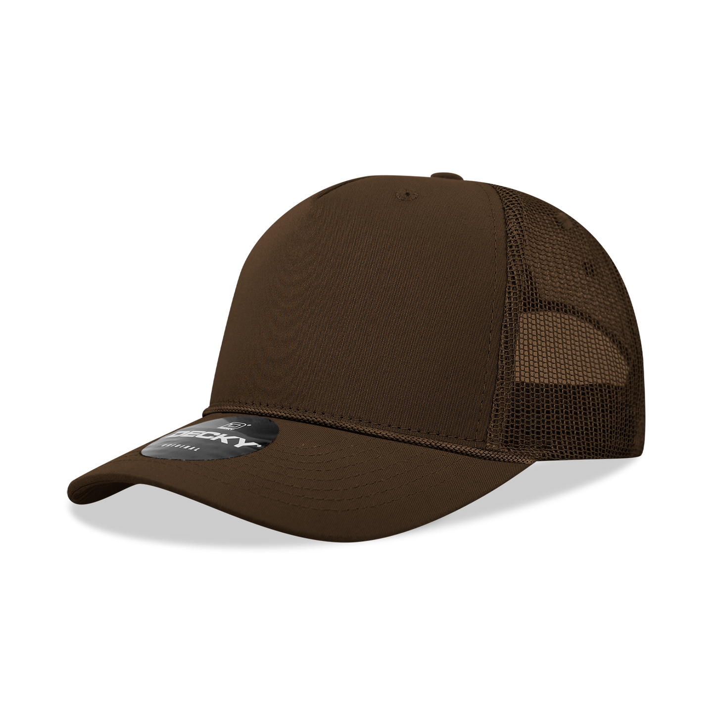 5 Panel Mid Profile Structured Cotton/Poly Blend Trucker w/Rope 6040