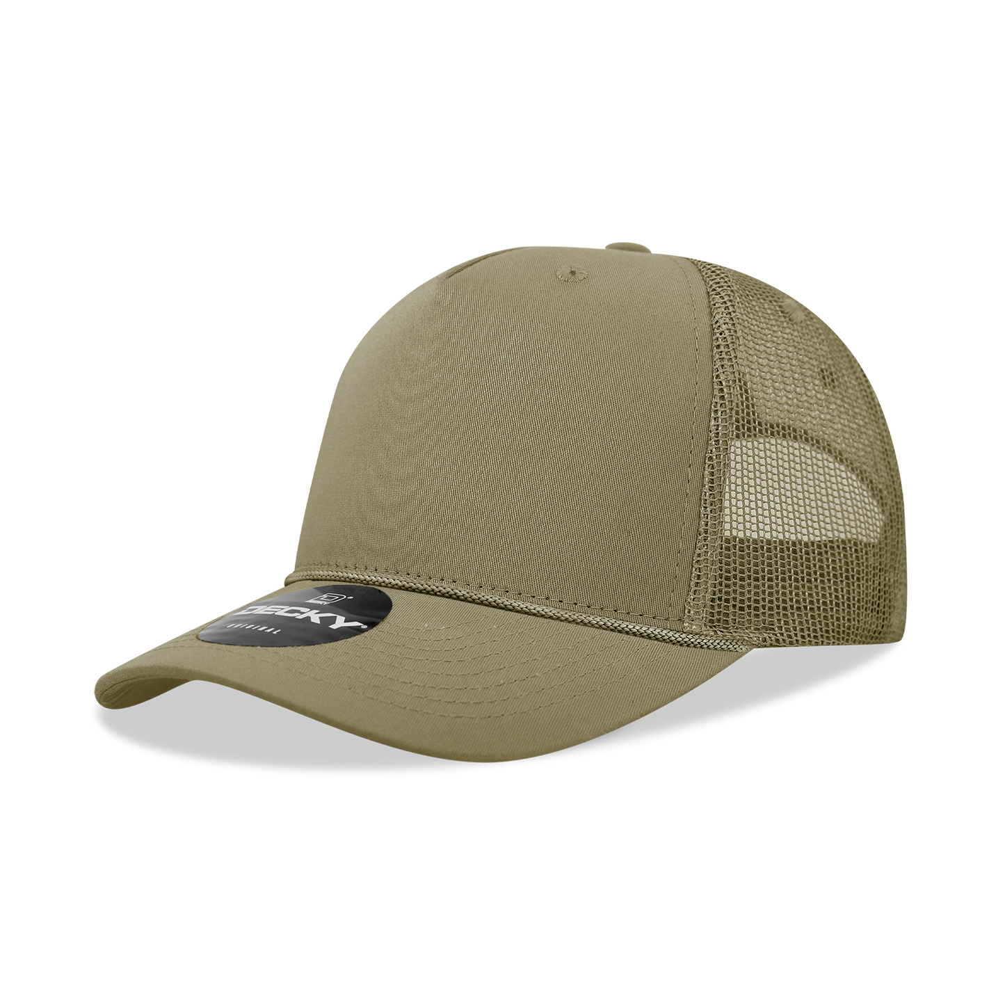 5 Panel Mid Profile Structured Cotton/Poly Blend Trucker w/Rope 6040