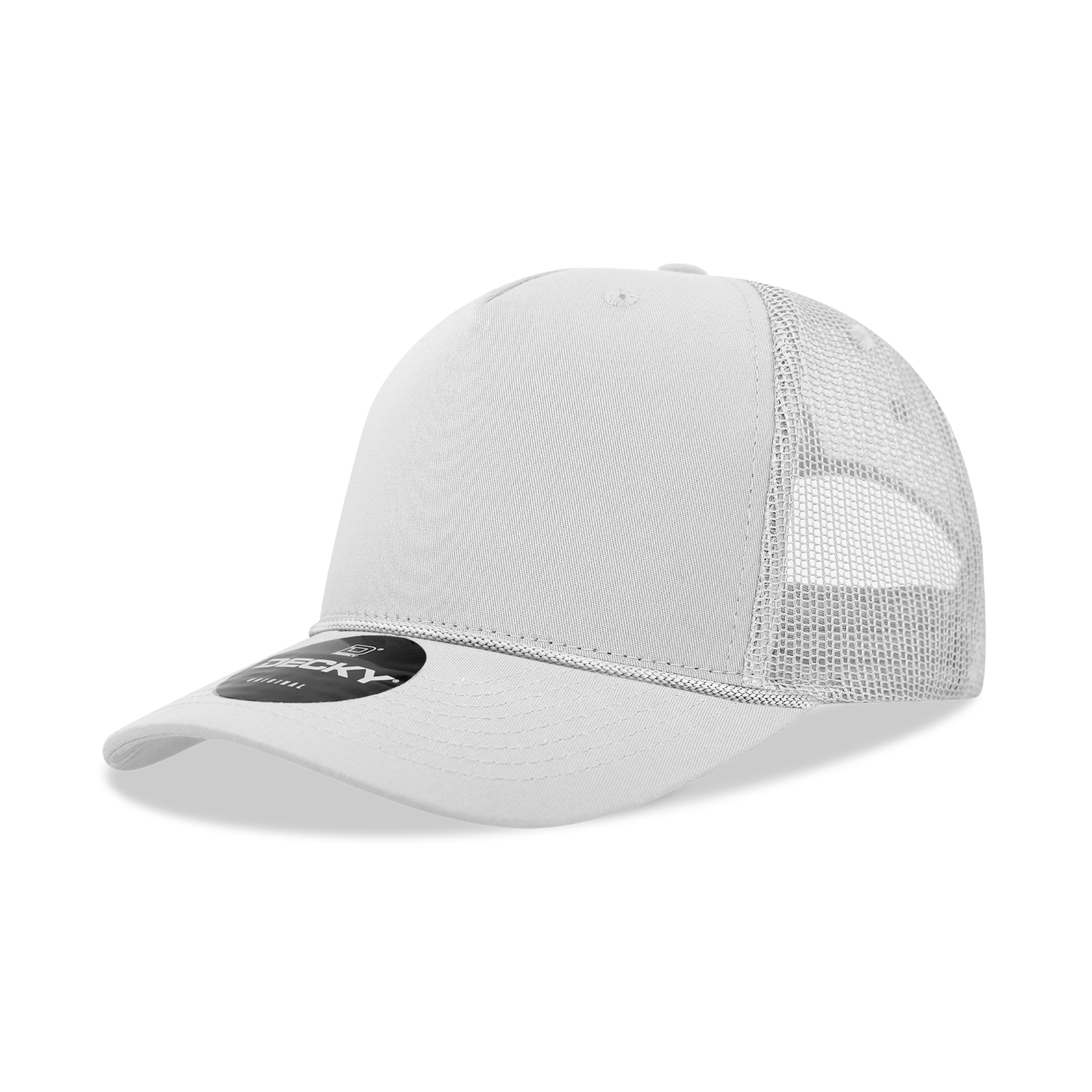 5 Panel Mid Profile Structured Cotton/Poly Blend Trucker w/Rope 6040