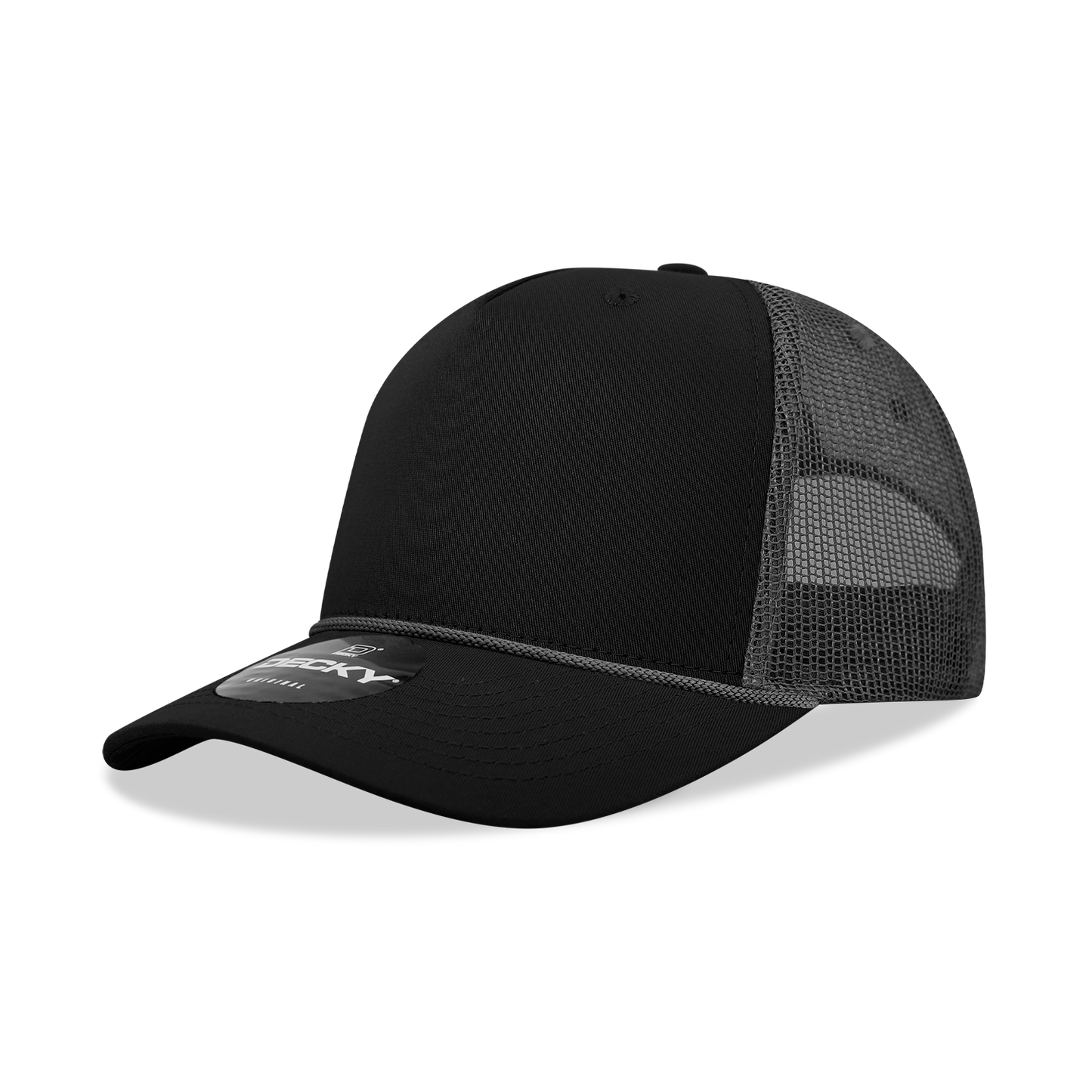 5 Panel Mid Profile Structured Cotton/Poly Blend Trucker w/Rope 6040