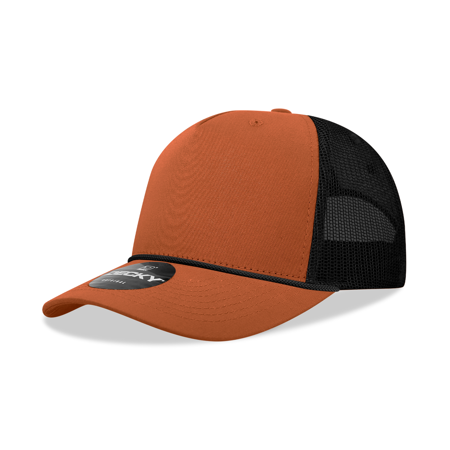 5 Panel Mid Profile Structured Cotton/Poly Blend Trucker w/Rope 6040