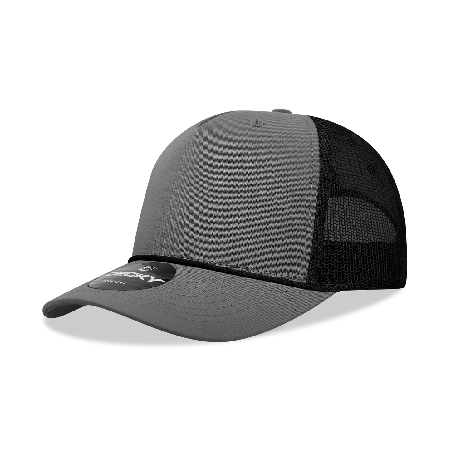5 Panel Mid Profile Structured Cotton/Poly Blend Trucker w/Rope 6040