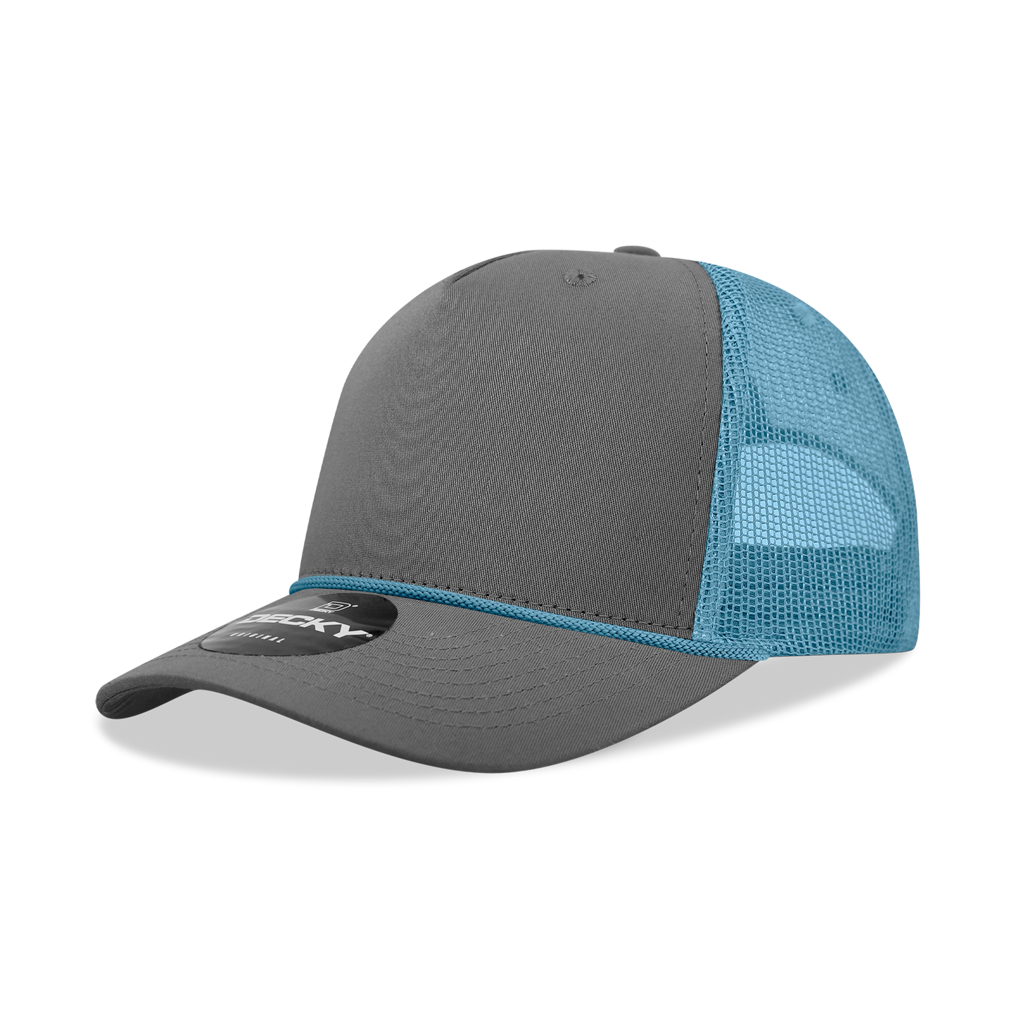 5 Panel Mid Profile Structured Cotton/Poly Blend Trucker w/Rope 6040