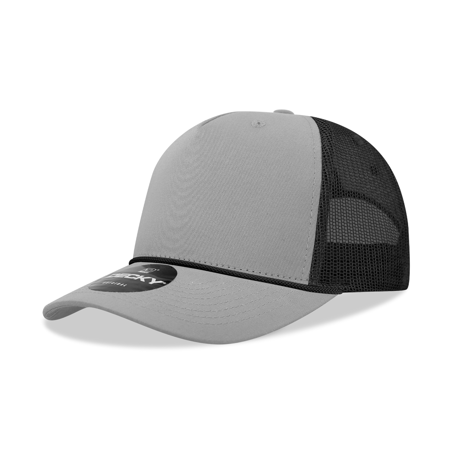 5 Panel Mid Profile Structured Cotton/Poly Blend Trucker w/Rope 6040
