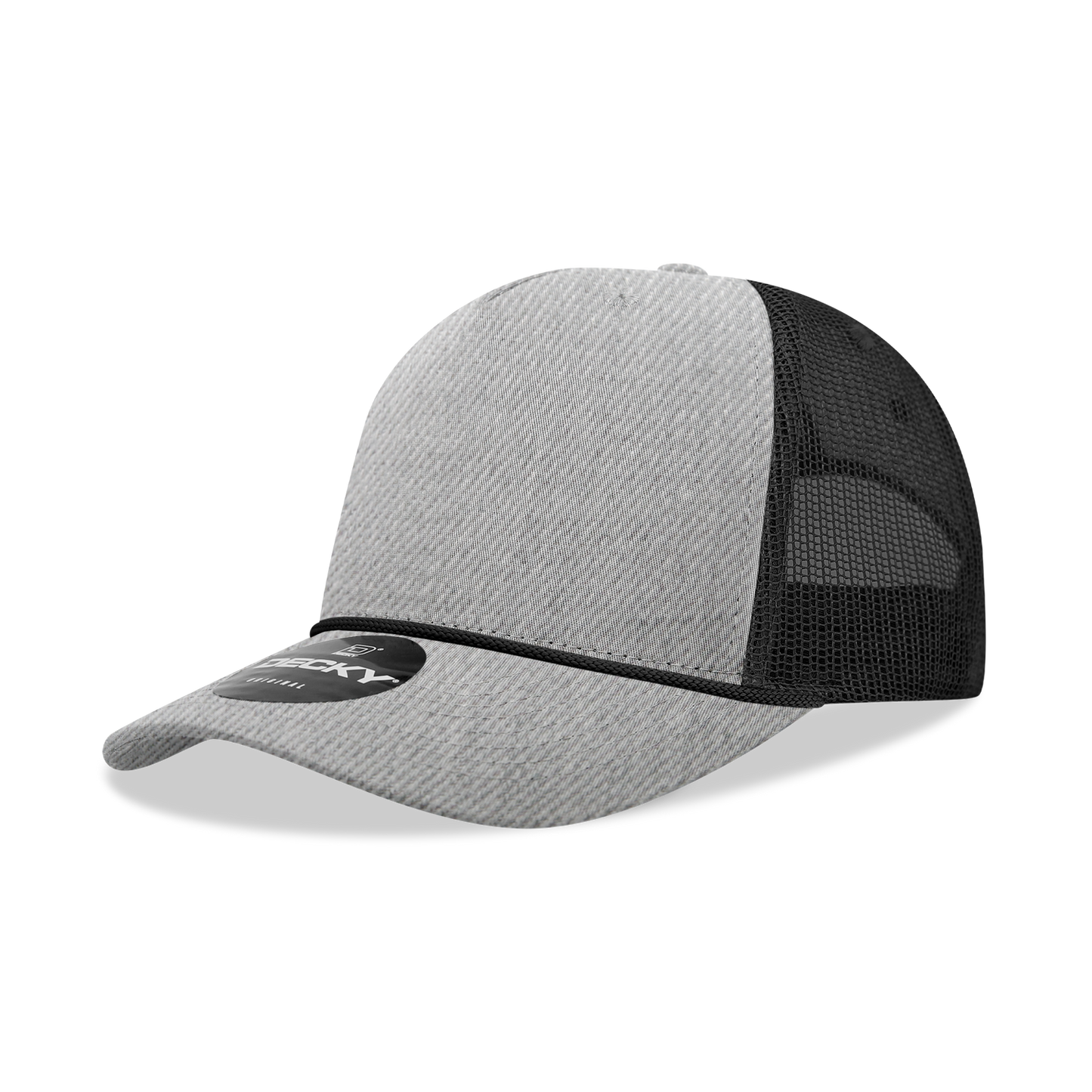 5 Panel Mid Profile Structured Cotton/Poly Blend Trucker w/Rope 6040