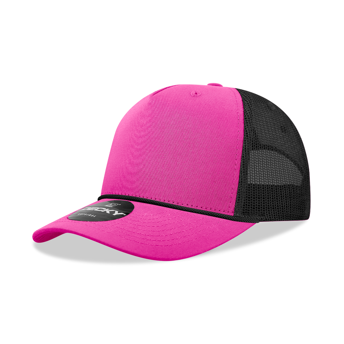 5 Panel Mid Profile Structured Cotton/Poly Blend Trucker w/Rope 6040