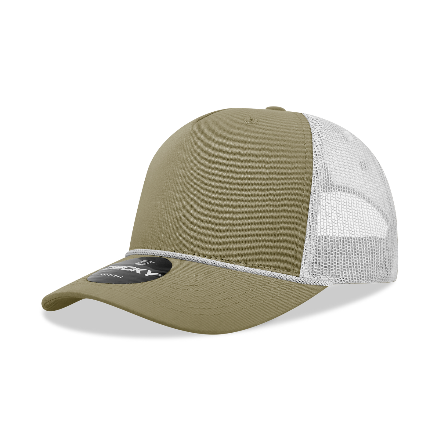 5 Panel Mid Profile Structured Cotton/Poly Blend Trucker w/Rope 6040
