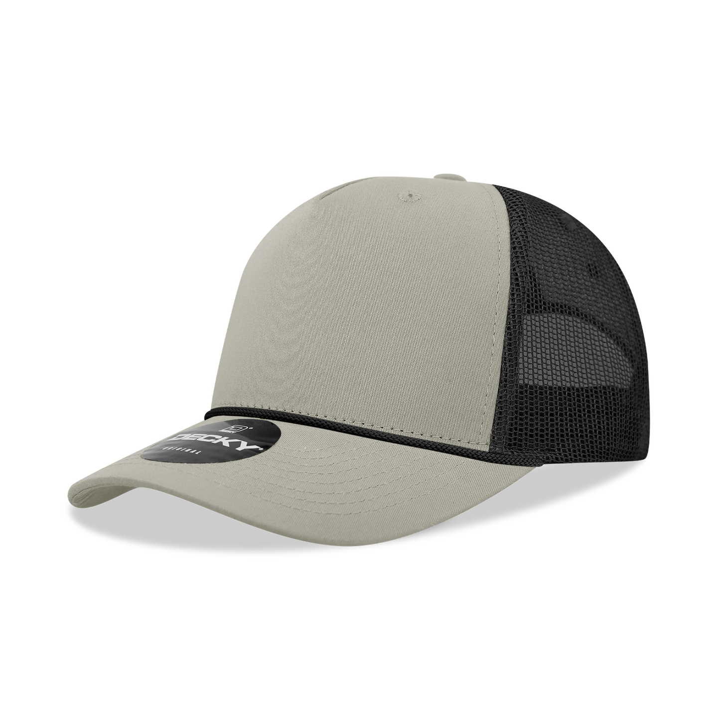 5 Panel Mid Profile Structured Cotton/Poly Blend Trucker w/Rope 6040