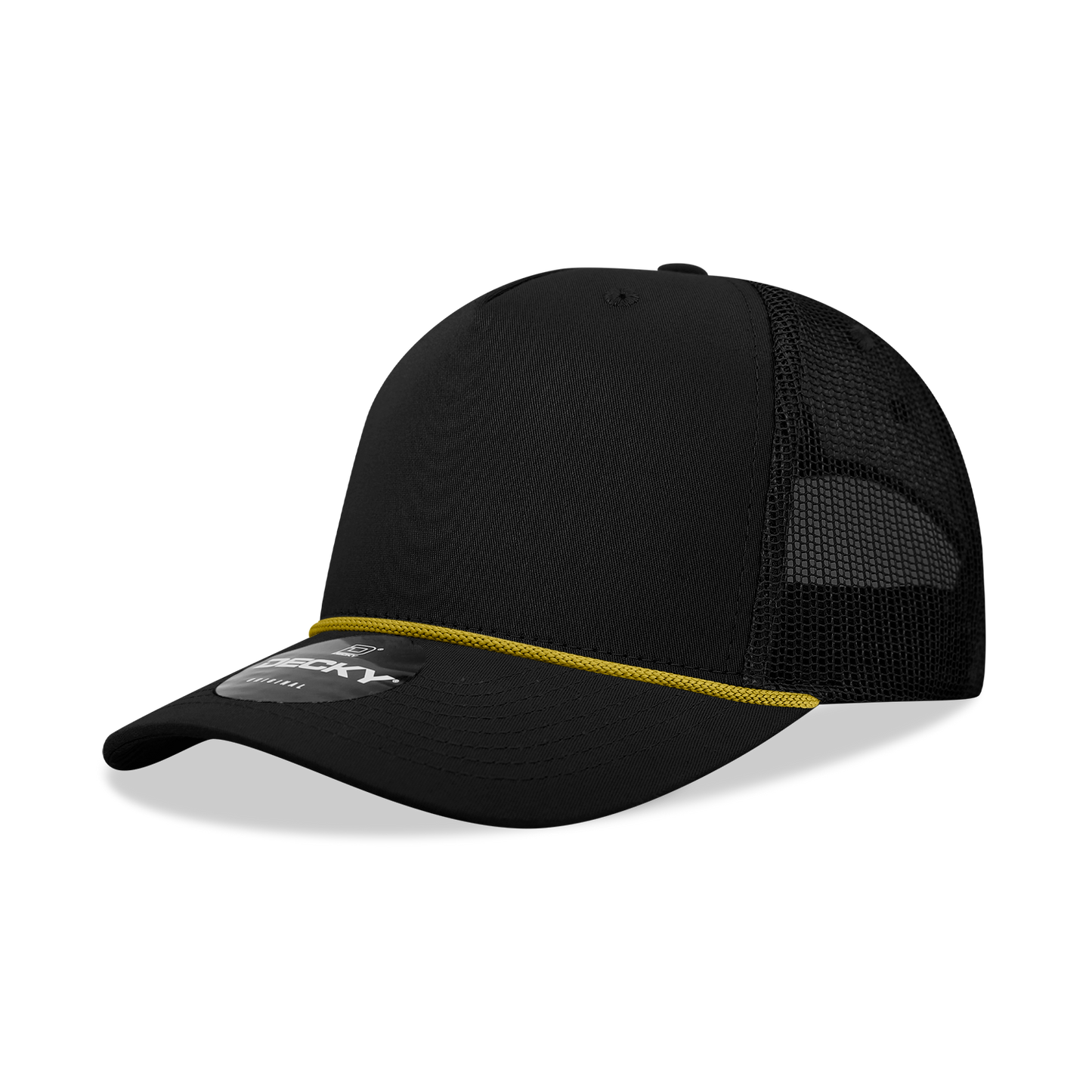 5 Panel Mid Profile Structured Cotton/Poly Blend Trucker w/Rope 6040