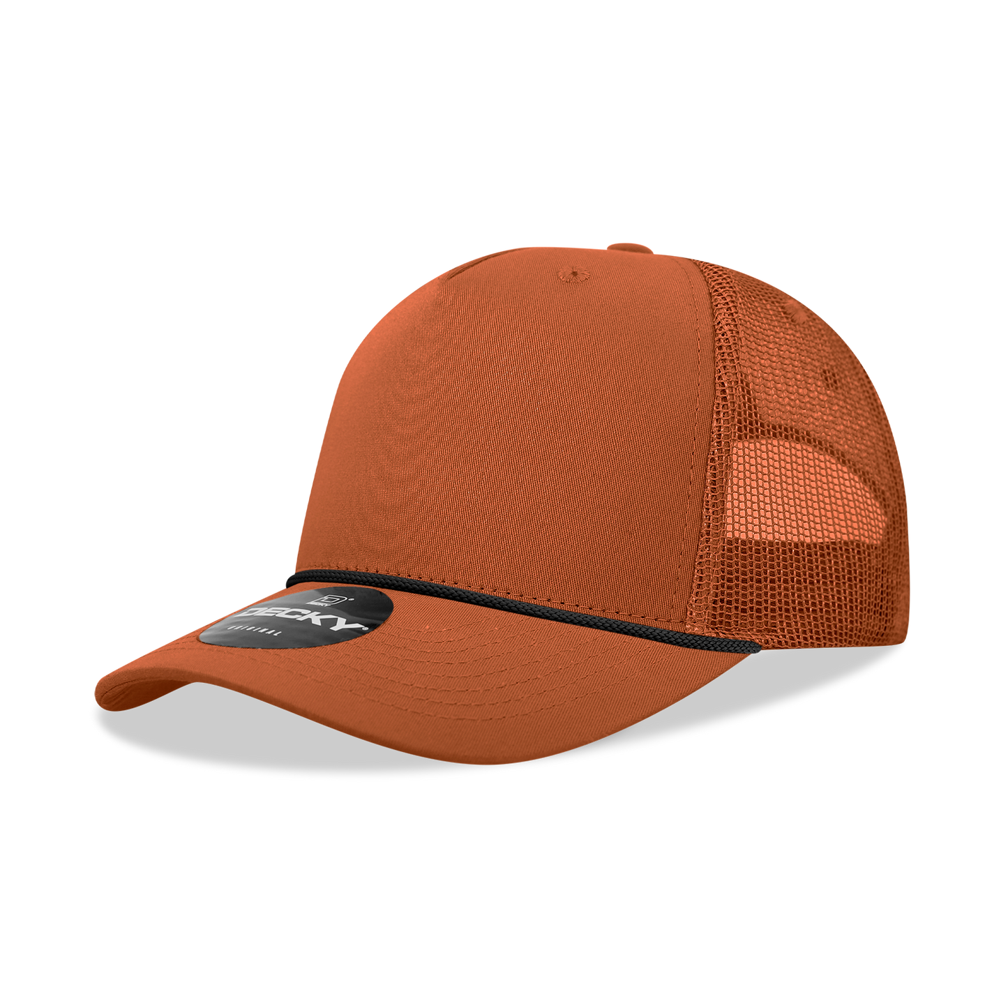 5 Panel Mid Profile Structured Cotton/Poly Blend Trucker w/Rope 6040