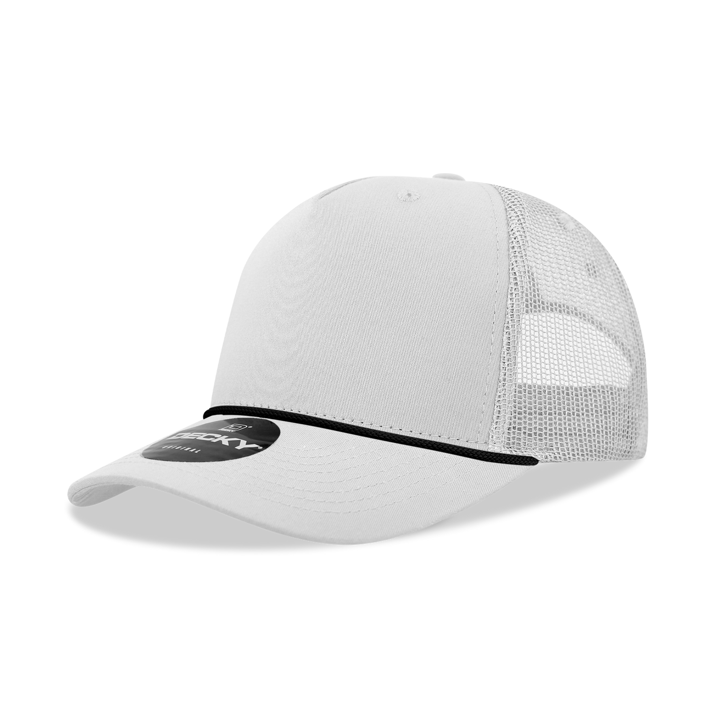 5 Panel Mid Profile Structured Cotton/Poly Blend Trucker w/Rope 6040
