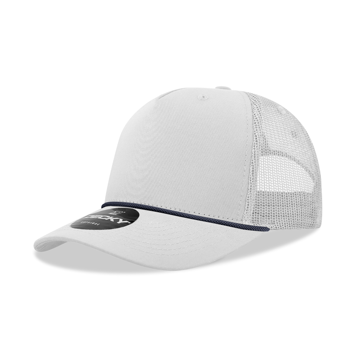 5 Panel Mid Profile Structured Cotton/Poly Blend Trucker w/Rope 6040