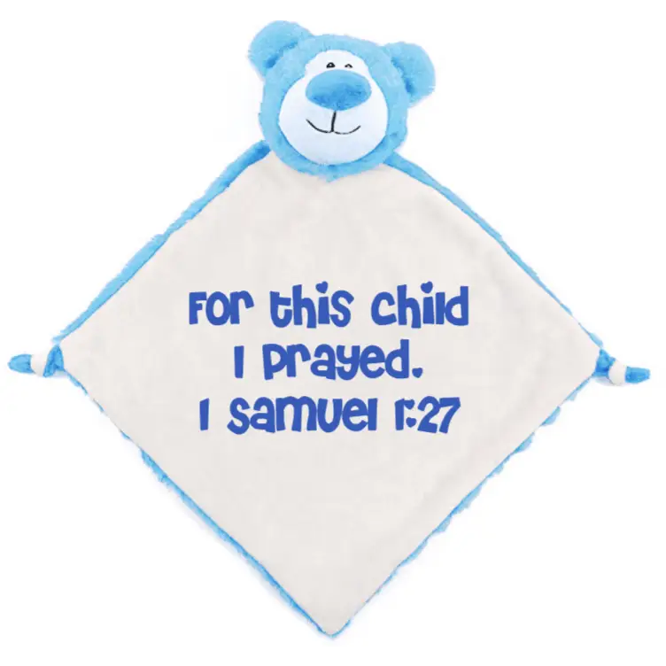 Blue Bear Cute Personalized Lovey - Bible Verse - Blankie