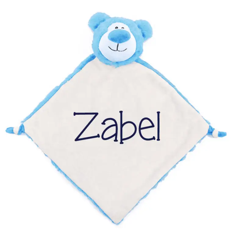 Blue Bear Cute Personalized Lovey - First Name - Blankie