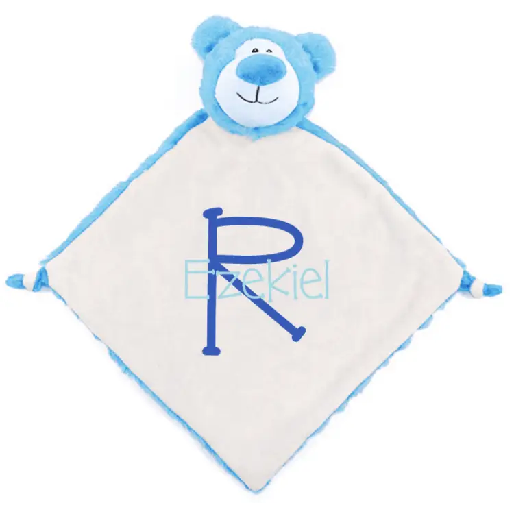 Blue Bear Cute Personalized Lovey - First Name, Last Initial