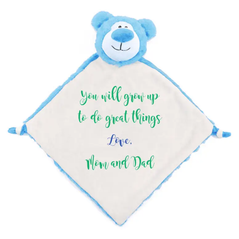 Blue Bear Cute Personalized Lovey - Write Your Own Message -