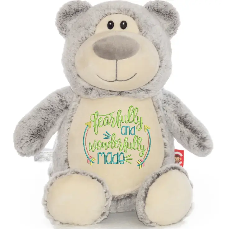 Grey Bear Cute Plush - Baby Word Art - Plushie