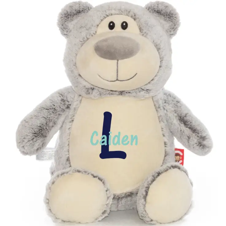Grey Bear Cute Plush - First Name, Last Initial - Plushie