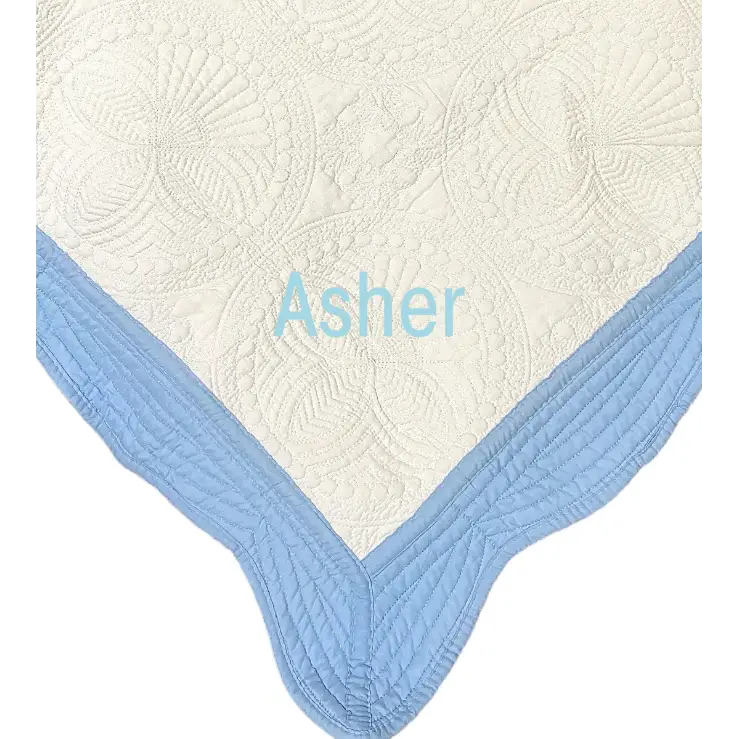 Light Blue and White Baby Quilt - First Name - Baby Quilt