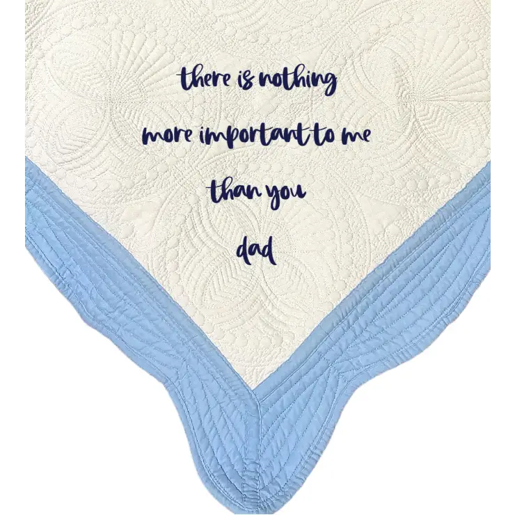 Light Blue and White Baby Quilt - Write Your Own Message -