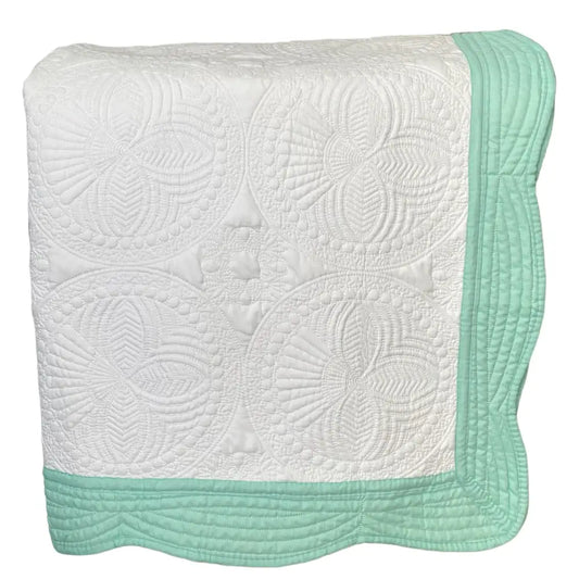 Mint and White Baby Quilt - Baby Quilt