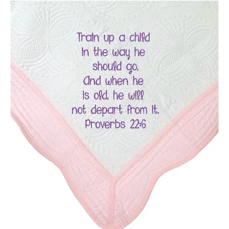Pink and White Baby Quilt - Bible Verse - Baby Quilt