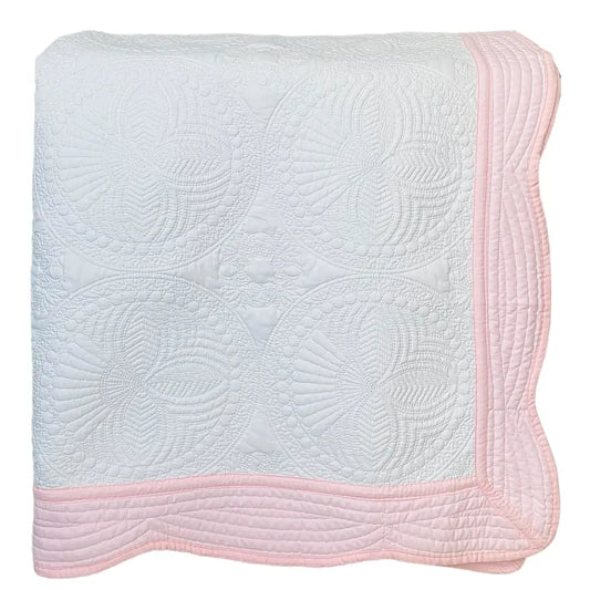 Pink and White Baby Quilt - Baby Quilt