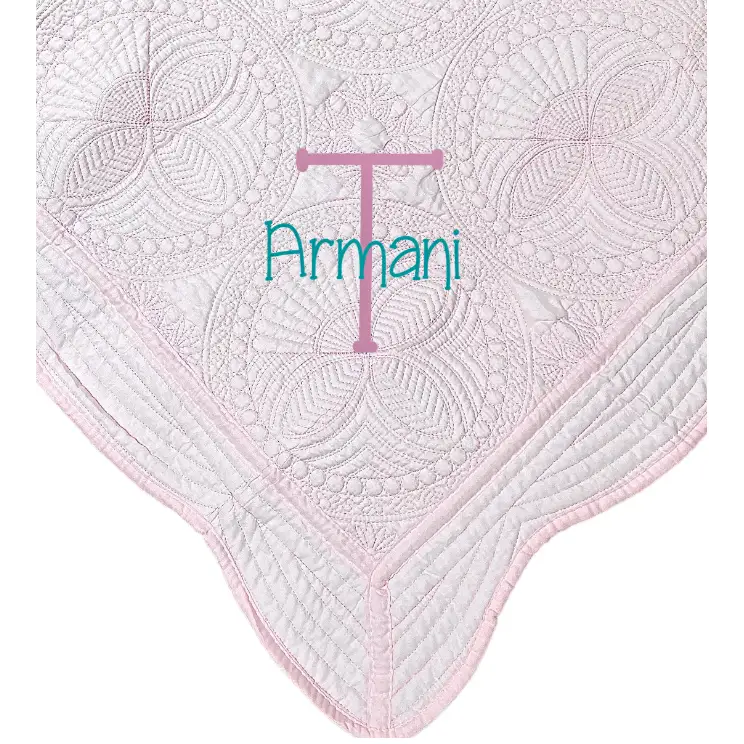 Pink Baby Quilt - First Name, Last Initial - Baby Quilt
