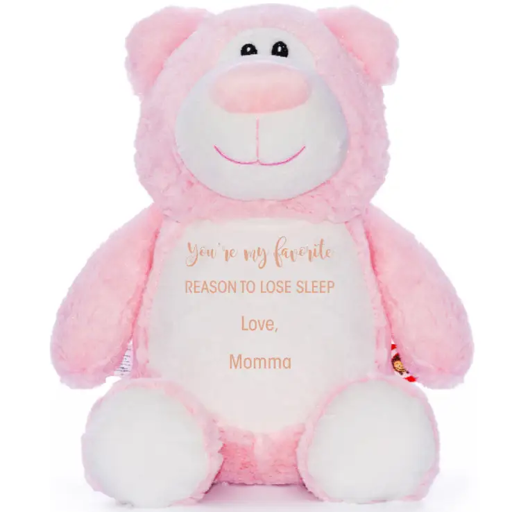 Pink Bear Cute Plush - Write Your Own Message - Plushie
