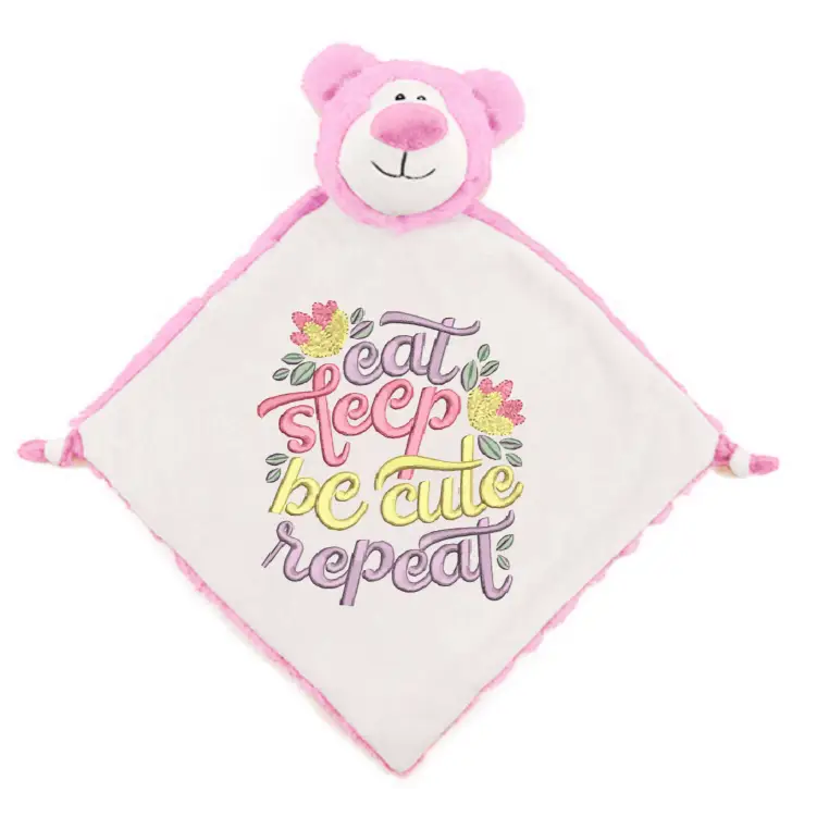 Pink Bear Personalized Lovey - Baby Word Art - Personalized