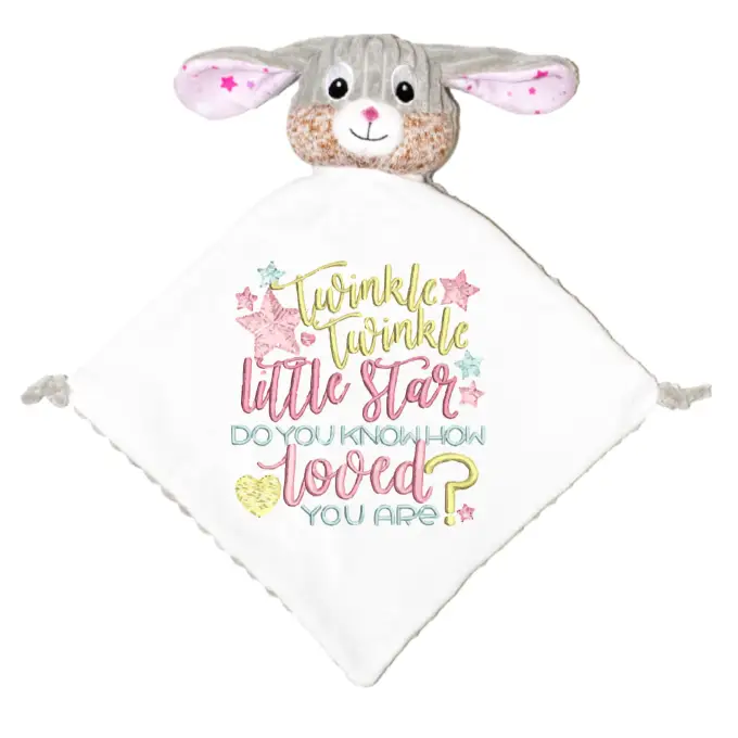 Sensory Bubblegum Bunny Personalized Lovey - Baby Word Art -