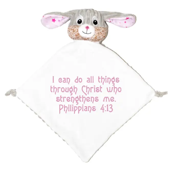 Sensory Bubblegum Bunny Personalized Lovey - Bible Verse -