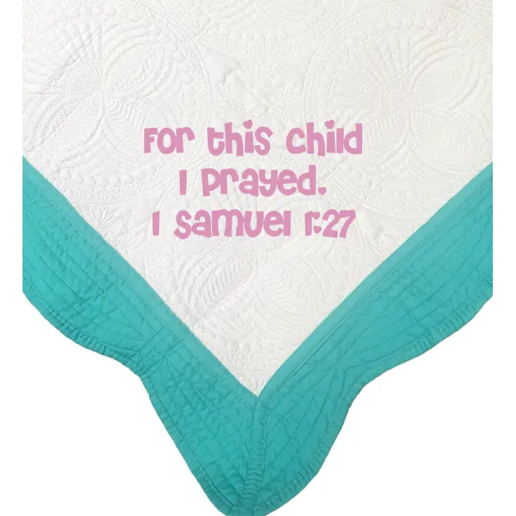 Teal and White Baby Quilt - Bible Verse - Baby Quilt