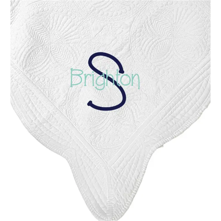 White Baby Quilt - First Name, Last Initial - Baby Quilt