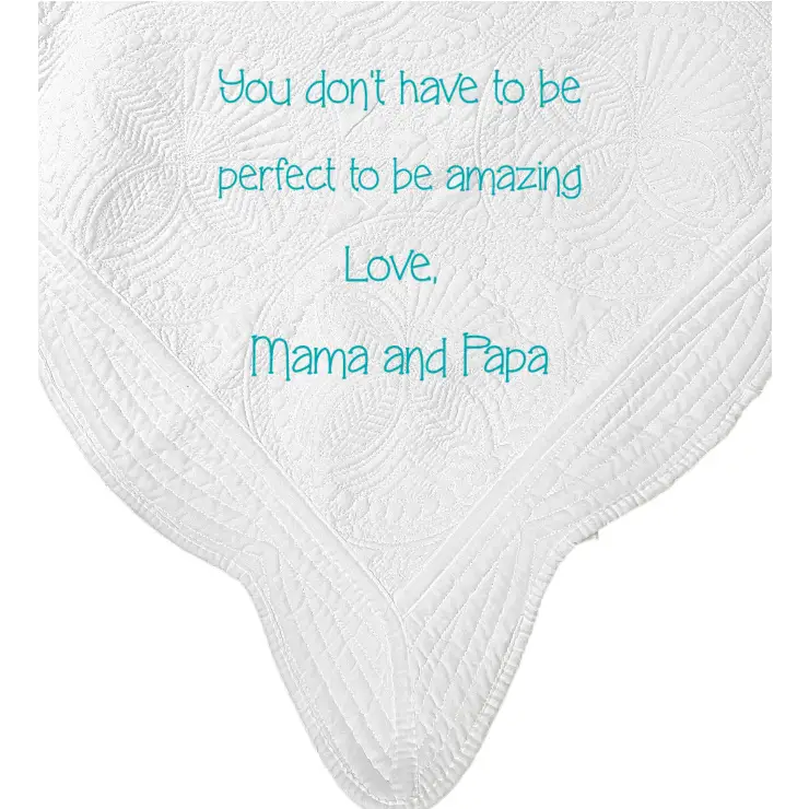 White Baby Quilt - Write Your Own Message - Baby Quilt
