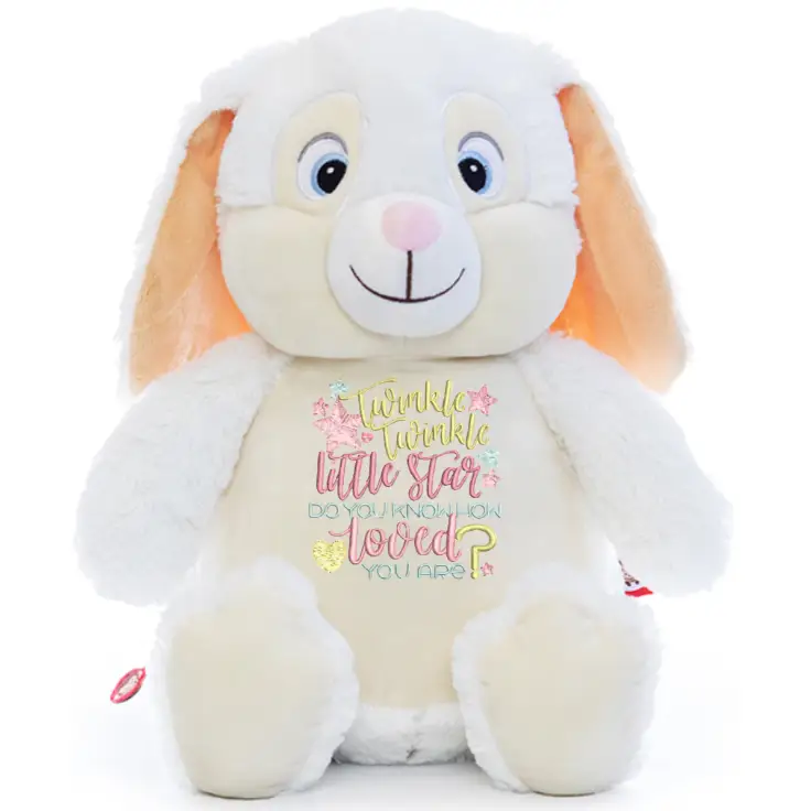 White Bunny Cute Plush - Baby Word Art - Plushie