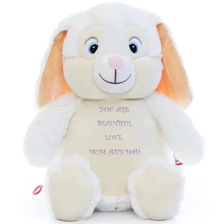 White Bunny Cute Plush - Write Your Own Message - Plushie