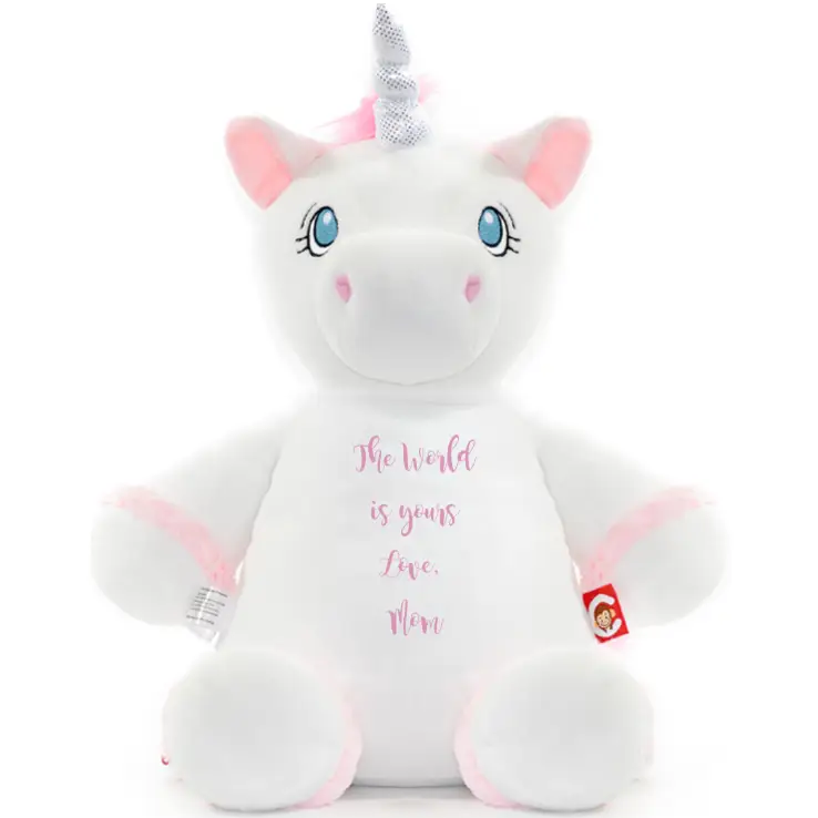 White Unicorn Cute Plush - Write Your Own Message - Plushie
