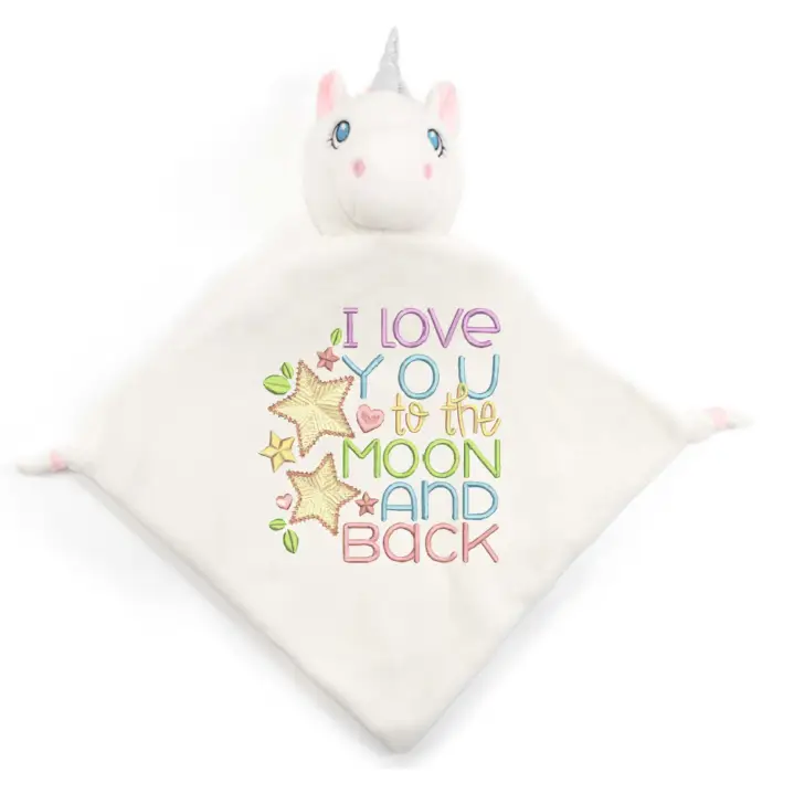 White Unicorn Personalized Lovey - Baby Word Art -