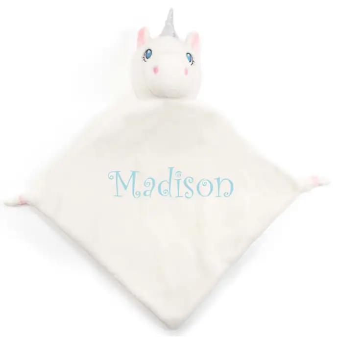 White Unicorn Personalized Lovey - First Name - Personalized