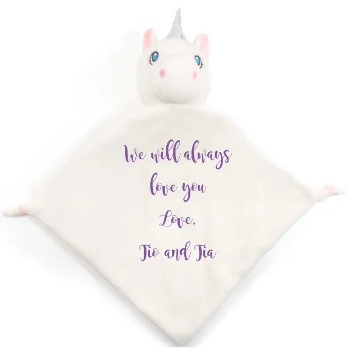 White Unicorn Personalized Lovey - Write Your Own Message -