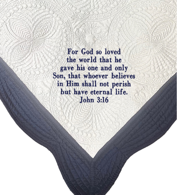 Dark Blue and White Baby Quilt - Bible Verse - Baby Quilt