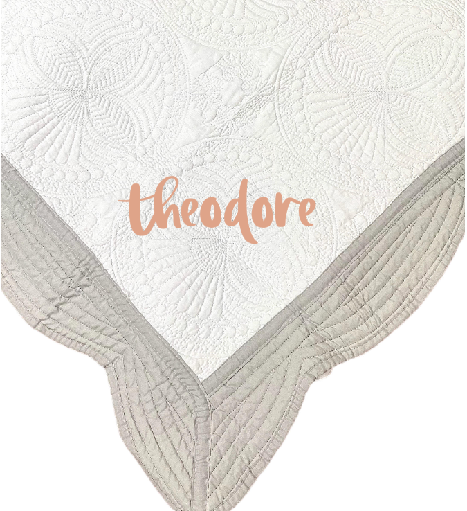 Grey and White Baby Quilt - First Name - Baby Quilt