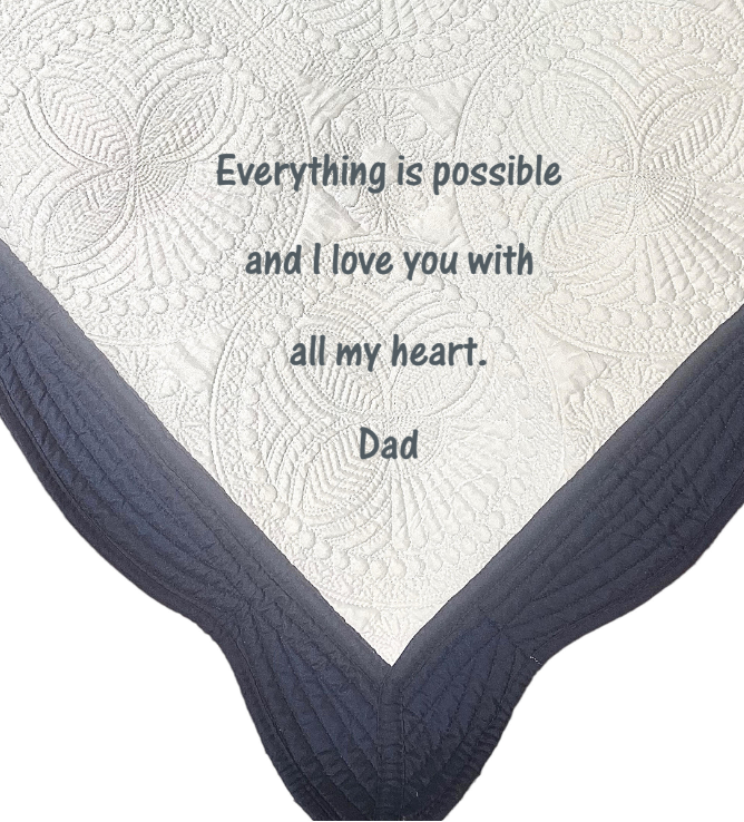 Dark Blue and White Baby Quilt - Write Your Own Message -