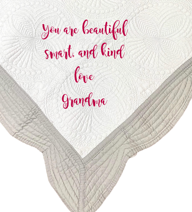 Grey and White Baby Quilt - Write Your Own Message - Baby