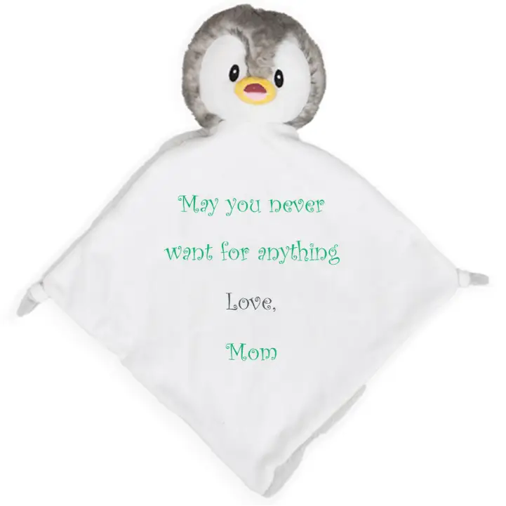 Grey Penguin Personalized Lovey - Write Your Own Message -