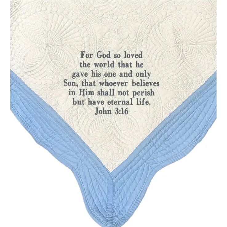 Light Blue and White Baby Quilt - Bible Verse - Baby Quilt