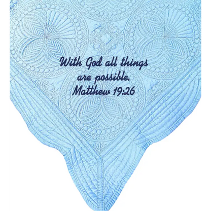 Light Blue Baby Quilt - Bible Verse - Baby Quilt