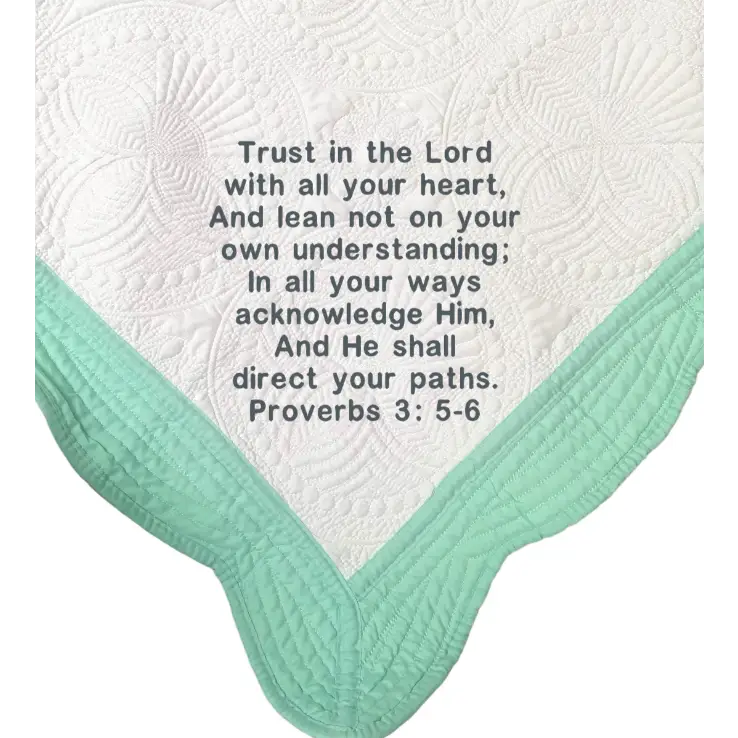 Mint and White Baby Quilt - Bible Verse - Baby Quilt